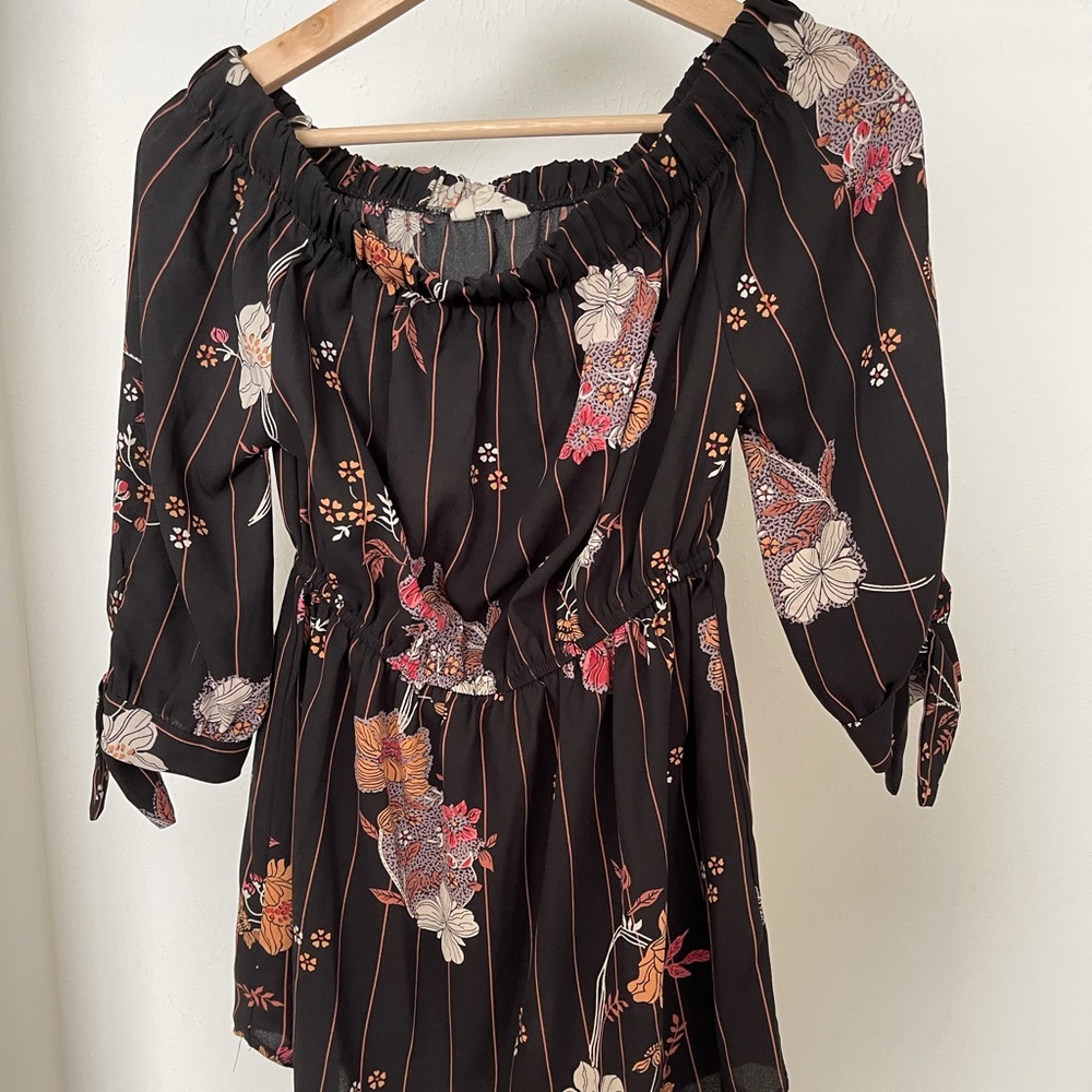 Blush black floral dress